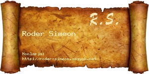Roder Simeon névjegykártya